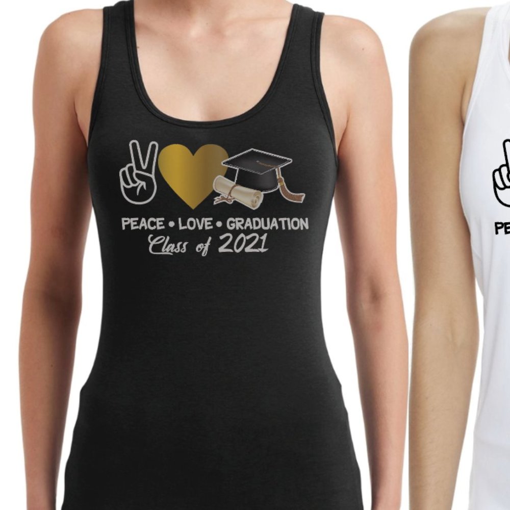 Peace, Love, Graduation 2021 Tank Top (Black)